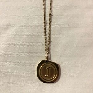 Initial “J” Gold Token Necklace